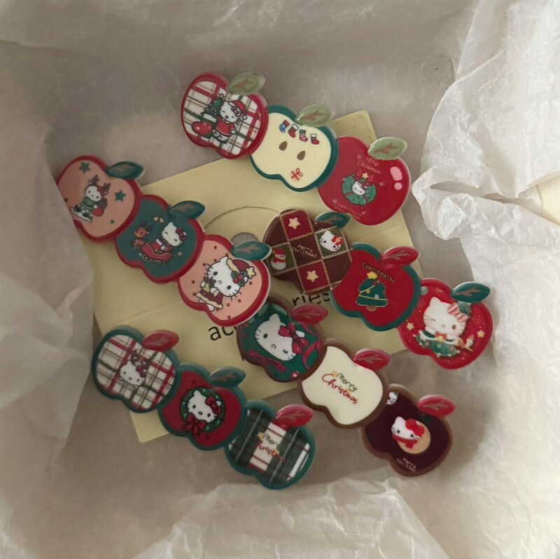 Christmas Series Cat Apple Hairpin Cartoon Sweet Girly Style Bangs Duckbill Clip Hairpin Hair Accessories Wholesale Clip