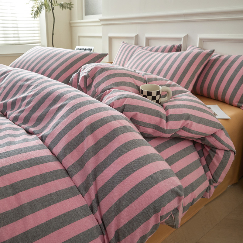 Nuevo estilo nórdico cama de algodón puro traje de cuatro piezas sábanas de algodón lavado de algodón edredón conjunto de dormitorio de tres piezas 2025 nuevo