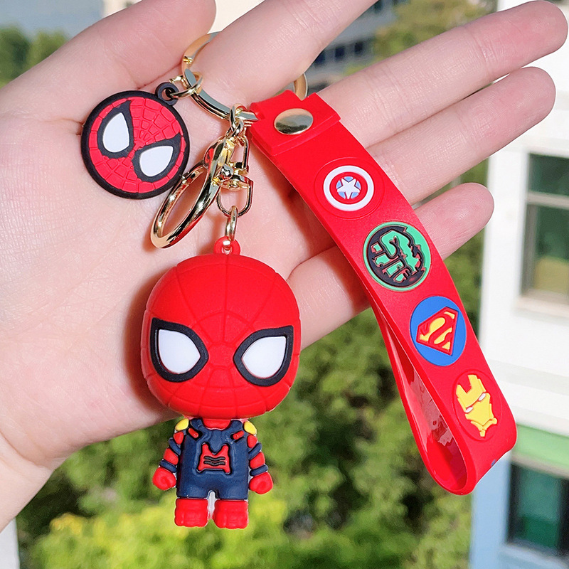 50種類の漫画マーベルスパイダーマンシリコンキーホルダーpvcペンダントバッグ車のキーペンダントギフト卸売|undefined