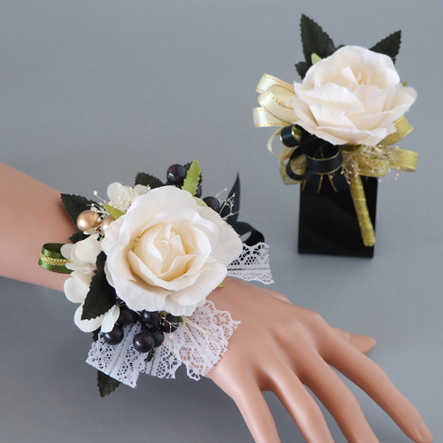 European and American wedding groom and bride corsage wedding banquet simulated corsage prom girls girls wrist flowers wholesale