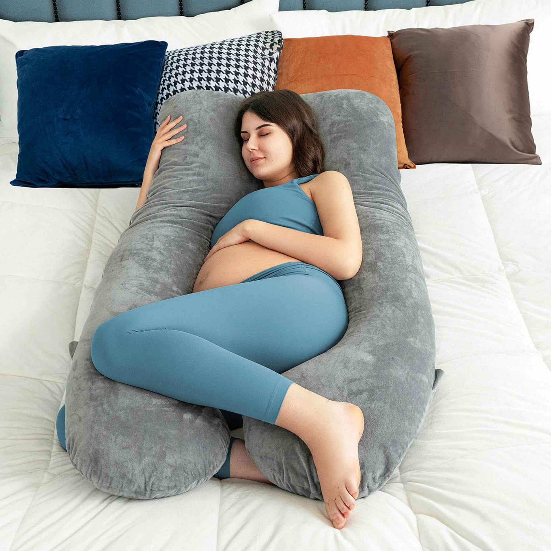 跨境厂家直供U型孕妇枕头护腰侧睡哺乳枕托腹可拆洗孕期用品抱枕