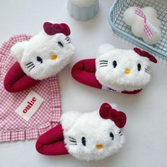 かわいいぬいぐるみのKittyの甘いアンゴラの赤い蝶結びのヘアピンの少女の前髪クリップの漫画のbbクリップの髪飾り