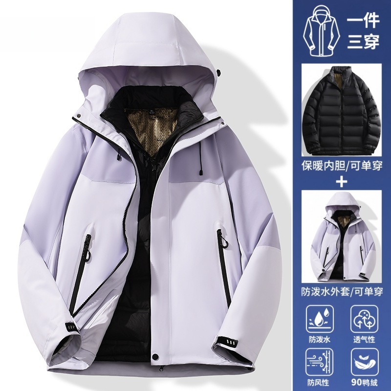 Chaquetas de montañismo y para actividades al aire libre para hombre y mujer, cortavientos e impermeables, conjunto de dos piezas 3 en 1, ropa de trabajo personalizada según normas nacionales. image 27