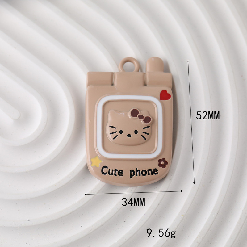 合金烤漆KT小猫电话机挂件diy手机链钥匙扣挂件车挂包挂材料配件|undefined