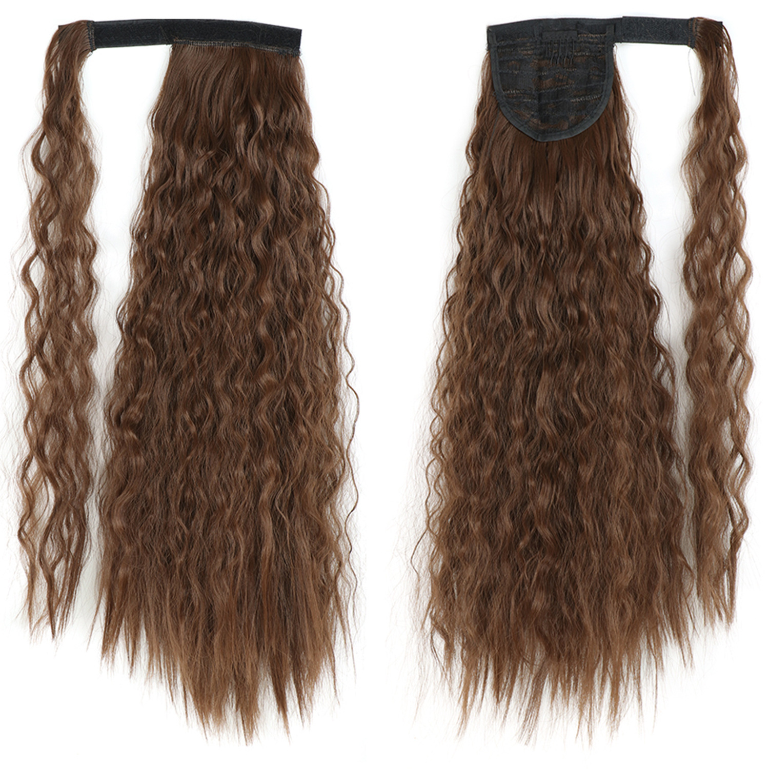 55CM seda europea y americana de alta temperatura velcro de maíz velcro de cabello largo rizado agua cola de caballo pelucas onduladas