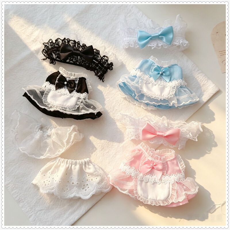 10cm Doll Clothes Maid Dress Mini Doll Pendant Dress-Up Dress Cotton Doll Clothes Wholesale