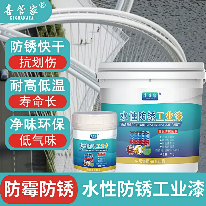 水性工业漆水性防锈漆金属铁艺钢结构钢模板彩钢瓦翻新栏杆改色漆