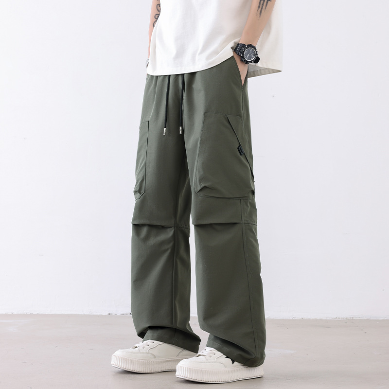 Pantalones de trabajo de seda de hielo para hombres de verano delgados secado rápido impermeable rectas pantalones casuales de piernas largas sueltas image 9