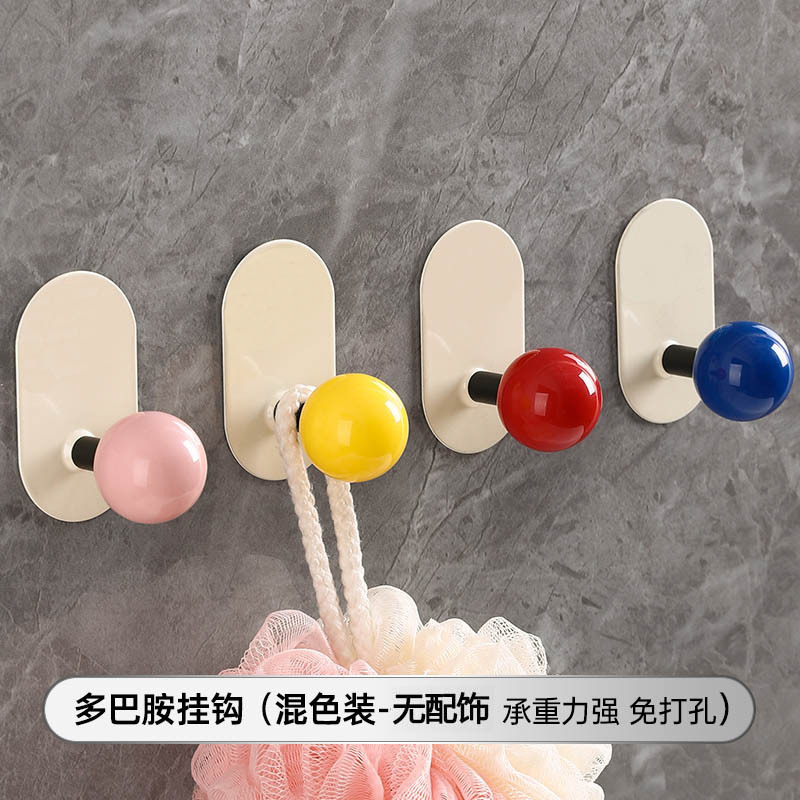 Gancho de baño sin perforación, fuerte carga pegajosa puerta trasera sin marcas, gancho de ropa, gancho de toalla en la pared del baño