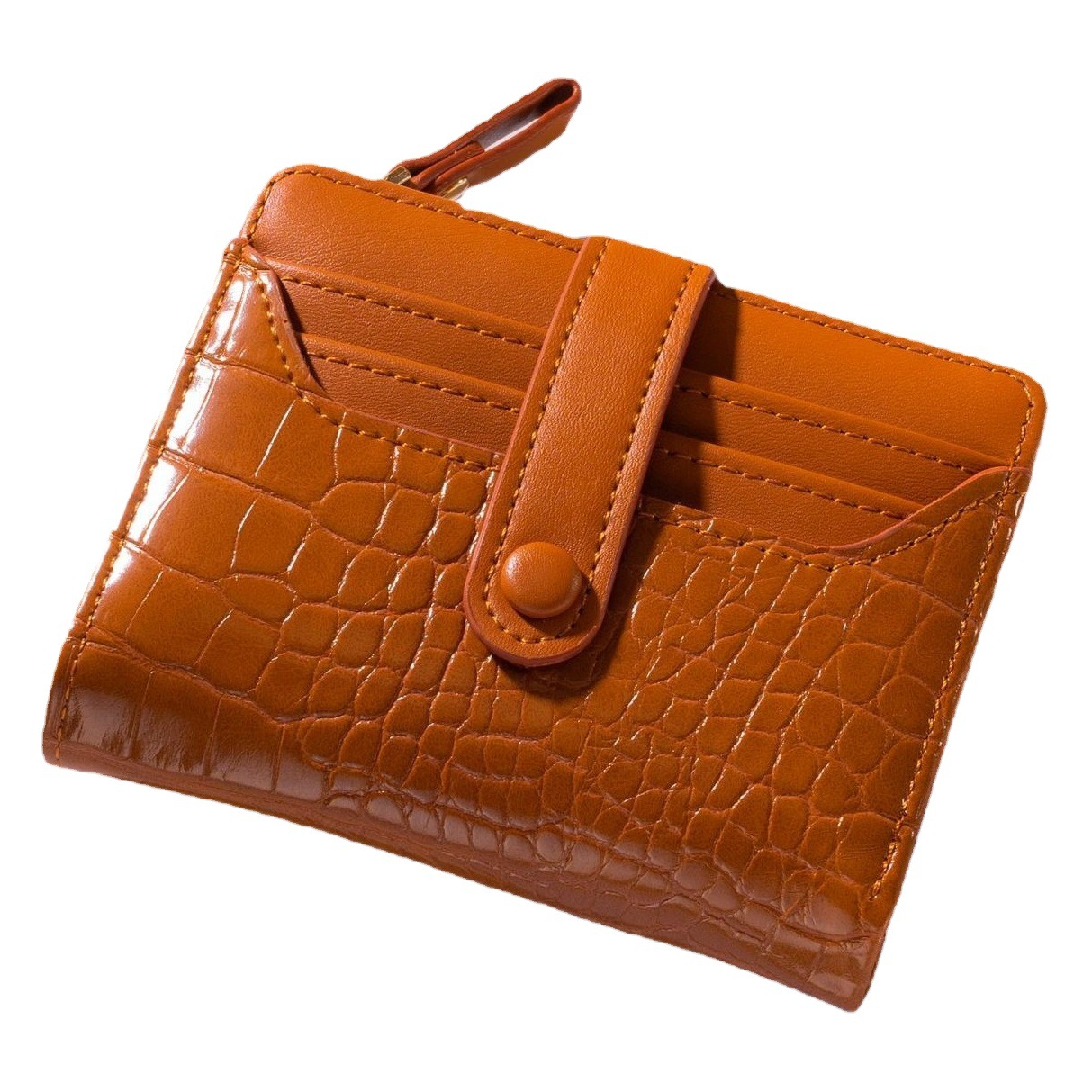 Macarons transfronterizos para mujer, billetera coreana corta, patrón de cocodrilo, posición de varias tarjetas, billetera de mujer fresca y salvaje diaria