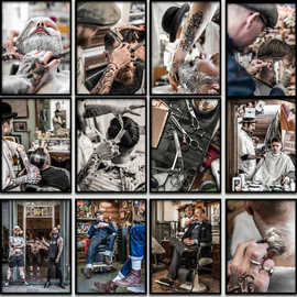 覆古男士油头馆barbershop挂画发型图片理发店装饰画发廊美发壁画