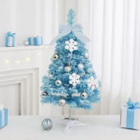 Tabletop Christmas tree 60 cm, handmade, Tiffany blue or romantic pink flocked