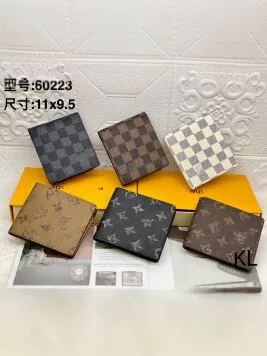 60223 Men's Short Wallet with Vintage Checkered Pattern 80% off Business Casual Multi-Card Slot Trendy Wallet