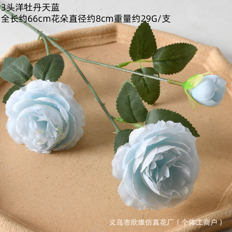Azul flores simuladas flores falsas flores flores de seda artificial flores de plástico decoración decorativa decoración de boda sala de estar