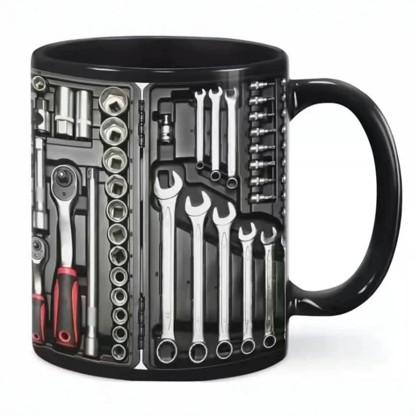 Nueva caja de herramientas de cerámica marca de café taza mecánico caja de herramientas conjunto regalo de cumpleaños para amigos