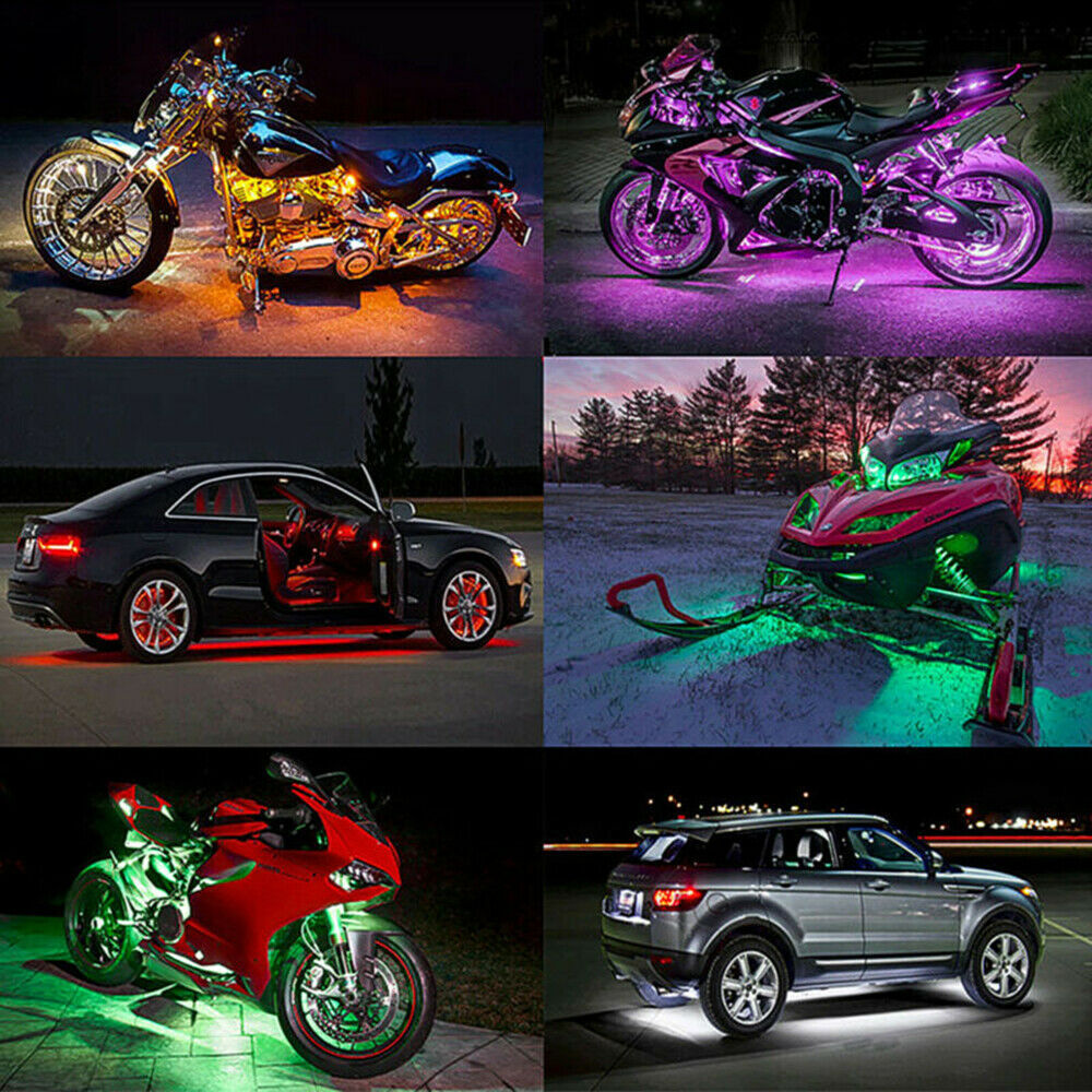 Nuevo tipo de un remolque dieciséis Harley motocicleta luz de atmósfera LED cambio de carretera luz de chasis RGB luz de barra de diapositiva