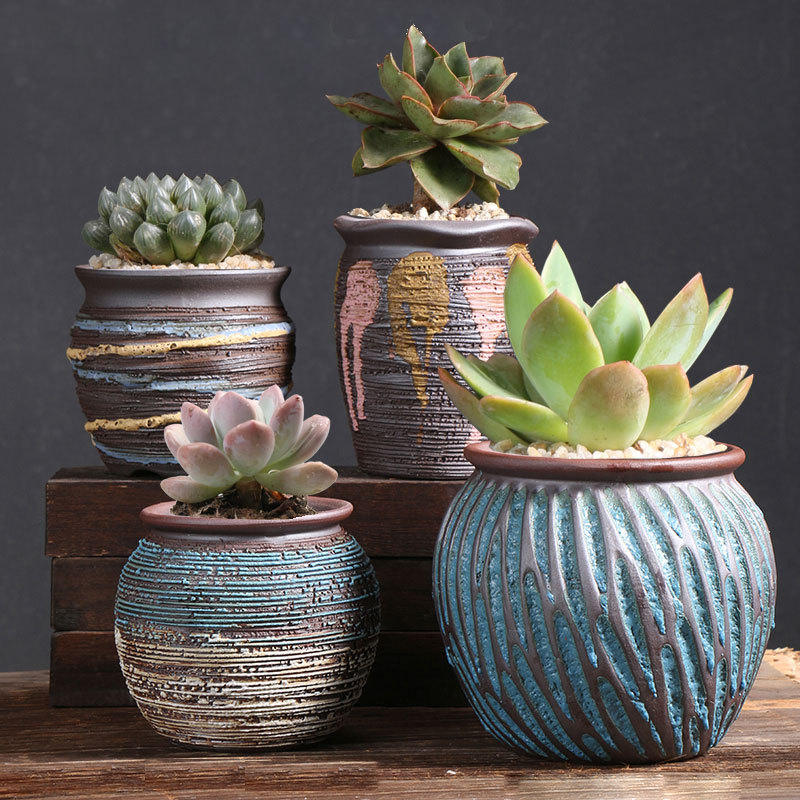 Dehua fábrica directa medio suculento maceta oferta especial cerámica maceta creativa suculento planta maceta jardinería liquidación