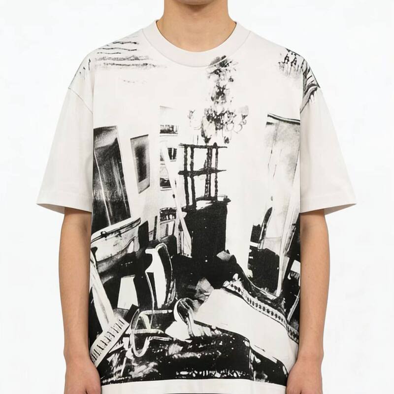 Erd Melancholy Rich Second Generation 26Ss Abstract Bedroom'Washed Vintage' T-Shirt Short Sleeve Unisex Trendy Erd Melancholy Rich Second Generation 26Ss Abstract Bedroom'Washed Vintage' T-Shirt Short Sleeve Unisex Trendy