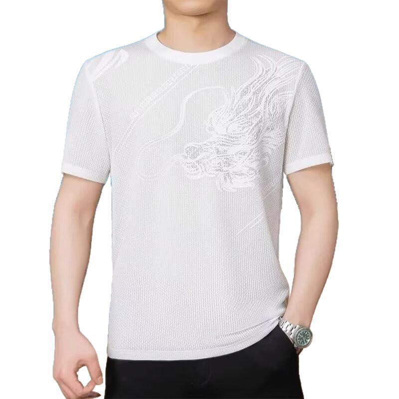 2026 lujoso ligero de manga corta transpirable de manga media camiseta europea de hielo de moda delgada bordada camiseta hombre image 6