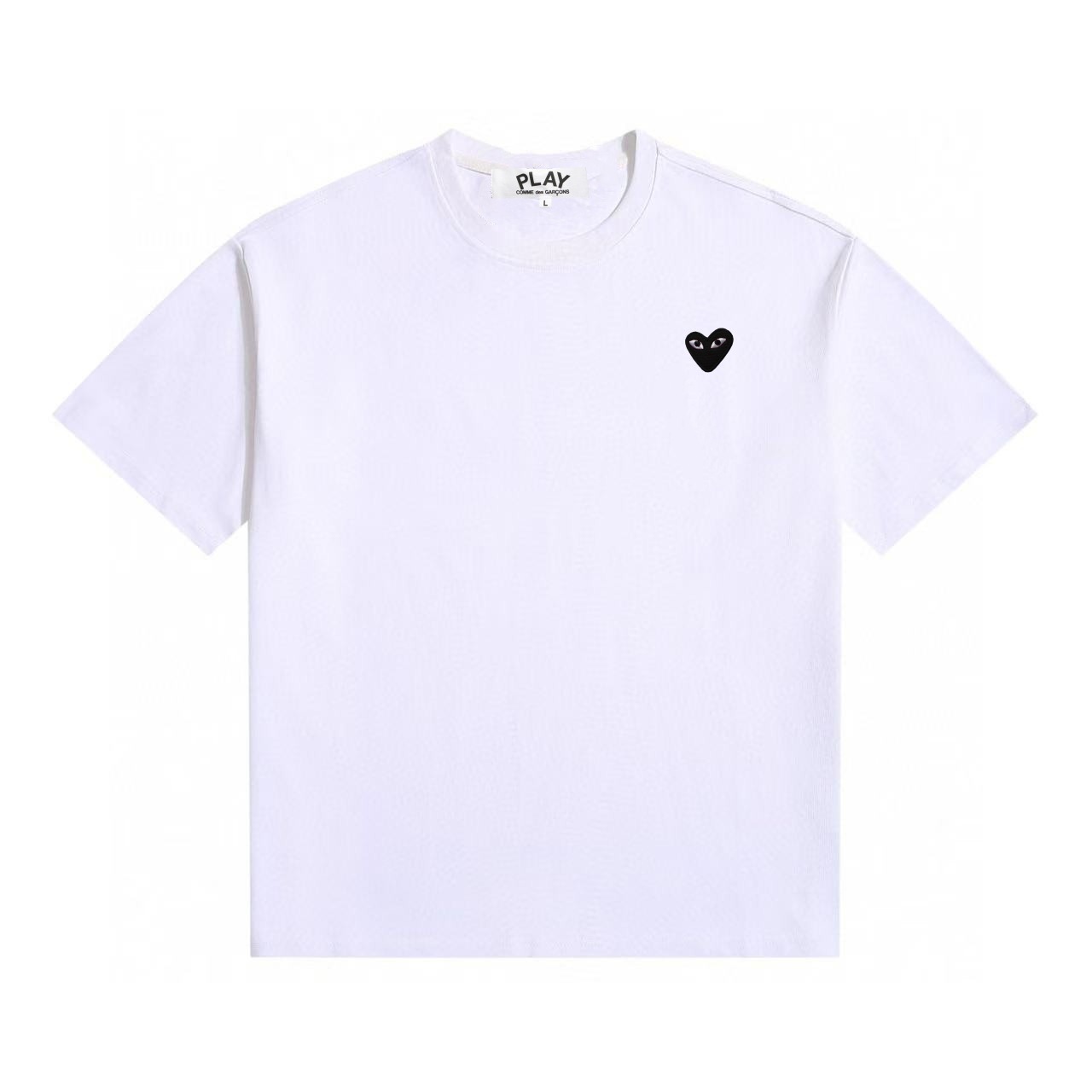Heyplay Japanese-Style Trendy Brand Peach Heart Couple Outfit Round Neck Pure Cotton T-Shirt Heart Short Sleeve Red Heart Embroidery Black Heart
