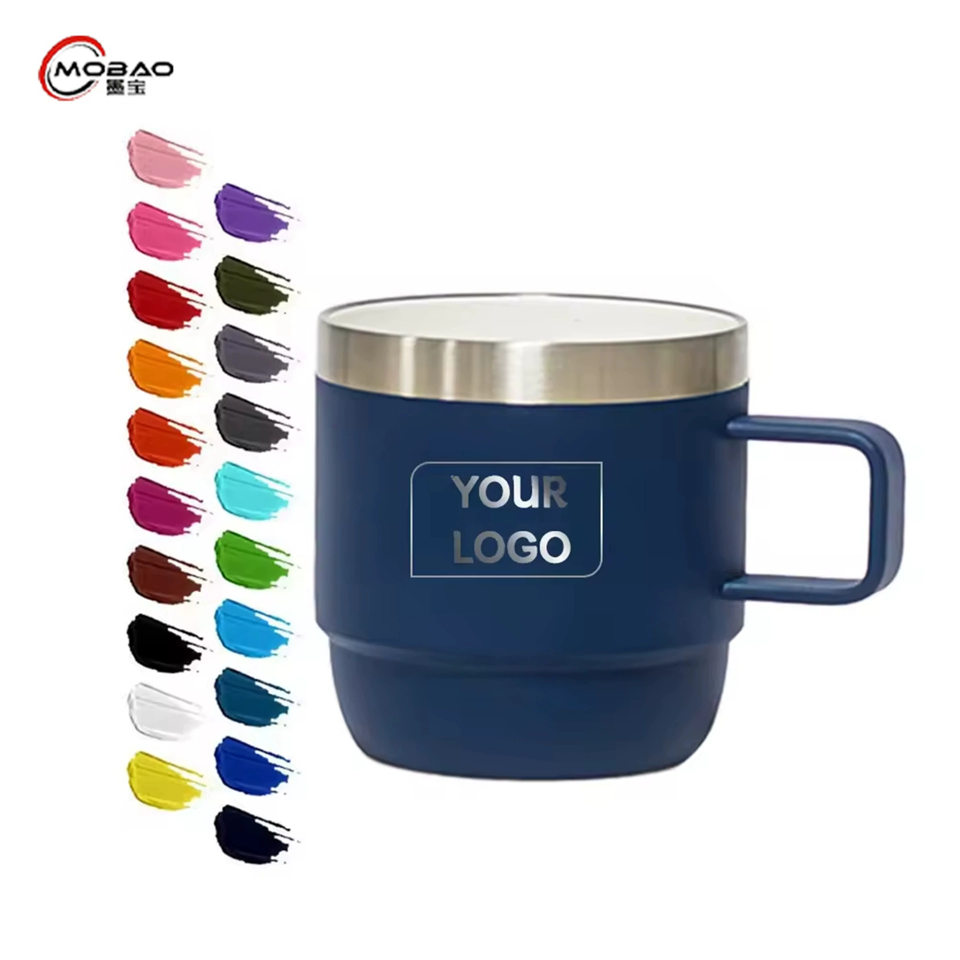 Трансграничный новый 304 нержавеющая сталь 10oz керамический вкладыш кофейная чашка двойной вакуумная ручка кружка складная