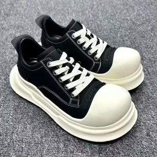 Couple's Round Head Mickey Big Head Shoes Women's 2024 Spring and Summer New Ugly Cute Canvas Shoes Thick Sole Increased Sports Casual Shoes