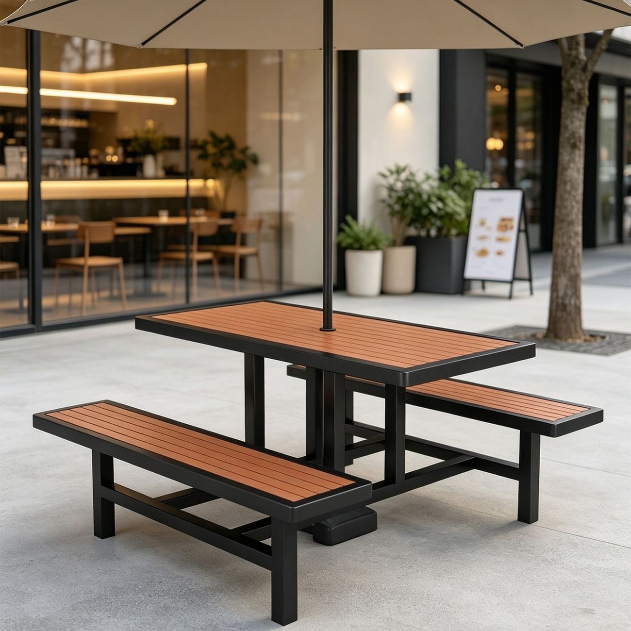 Outdoor integrated, all-in-one, trendy, waterproof booth and chair set for scenic spots, commercial areas, campuses, and open-air spaces, providing sun protection