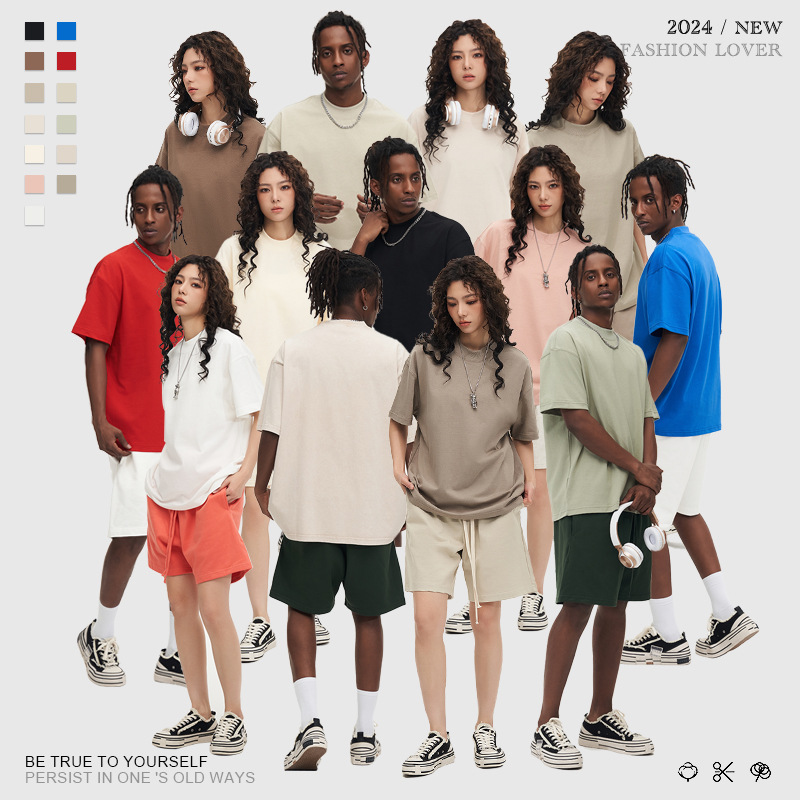 270g heavy cotton T-shirt short sleeve loose solid color work clothes cultural shirt blank t advertising shirt printed logo word