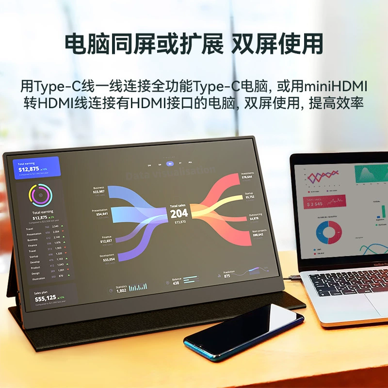 Портативный ЖК-дисплей, 15.6" FHD, двойной Type-C и mini HDMI, разные размеры и варианты