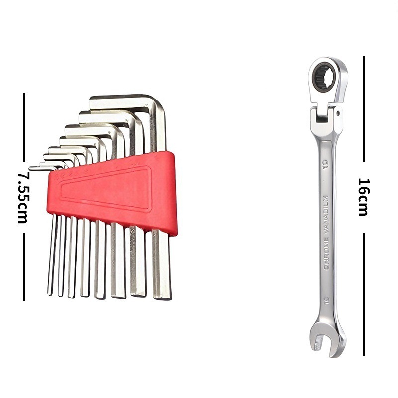 Fábrica de llave de trinquete conjunto completo 72 engranajes hexagonal caja de herramientas de reparación de automóviles universales bidireccionales al por mayor image 11