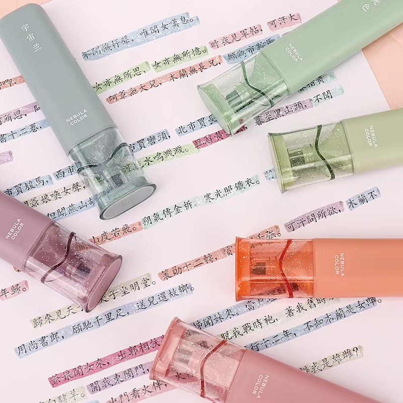 Gran capacidad resaltar pluma en caja brillante Rosa estudiante diario clave marca pintura color brillante agua pluma traje