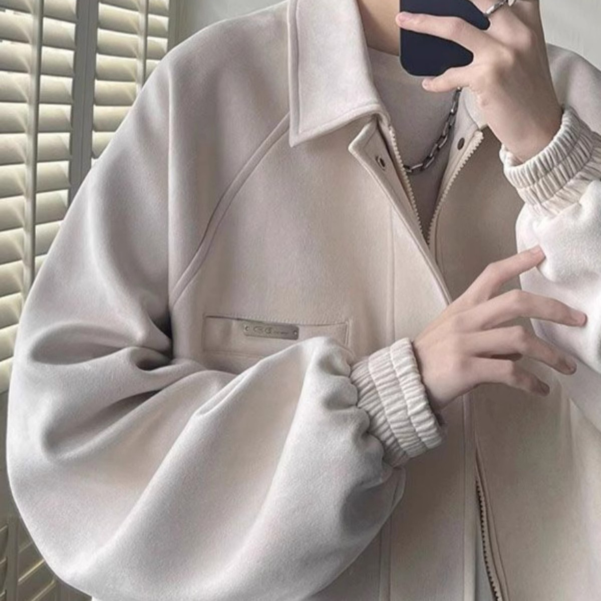 Chaqueta de gamuza guapa de alta gama de otoño