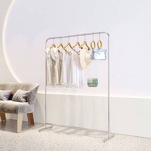 Clothing Store Hanger Stainless Steel Brushed Silver Display Shelf Women's Clothing Store Mobile Nakajima Floor Display Rack