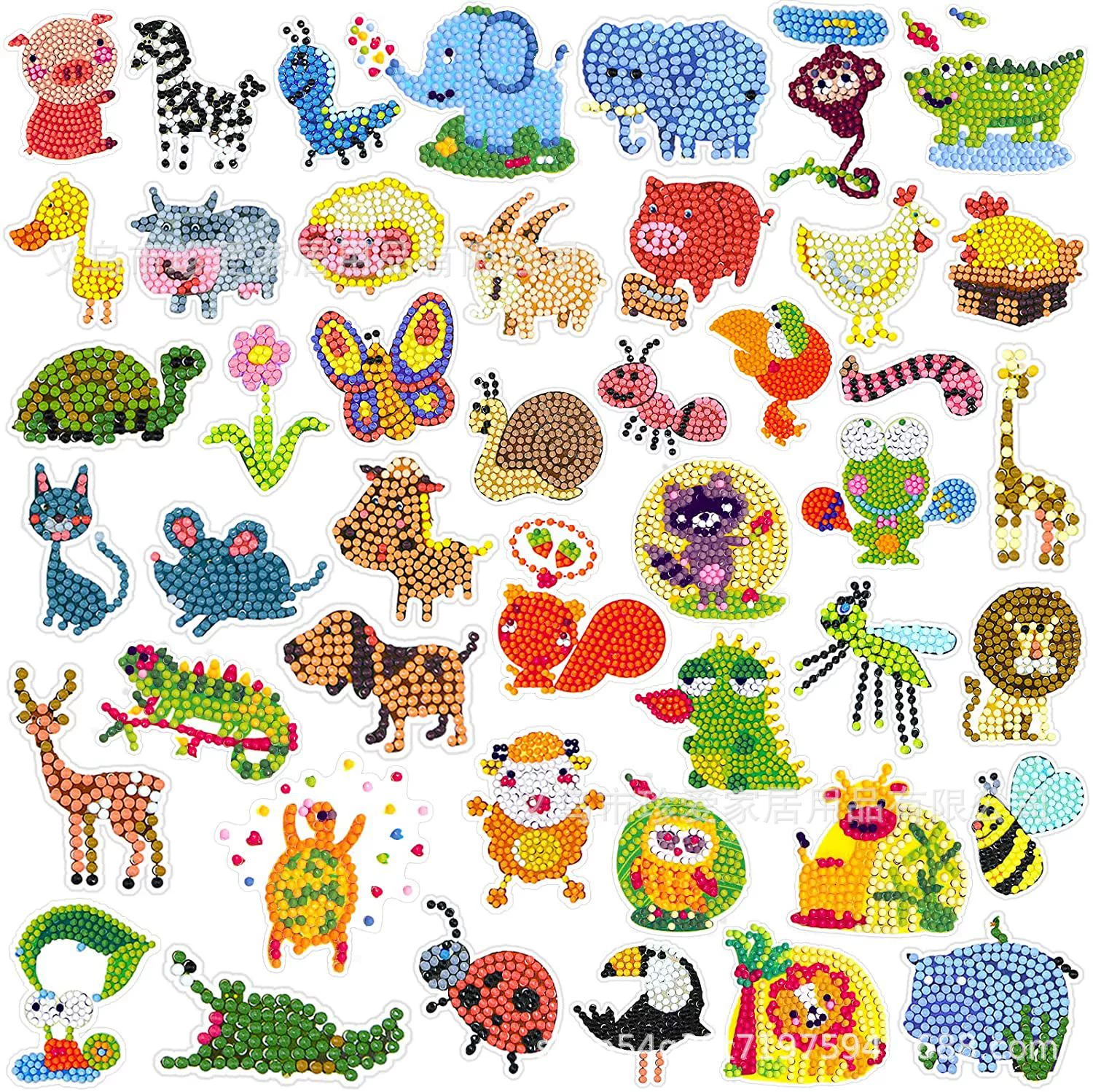 5D детский набор для алмазной мозаики sticker DIY, повседневные животные дизайны, разные размеры (наклейка и стразы)