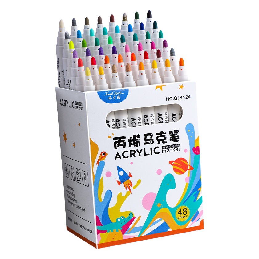 Marcador acrílico pluma de graffiti para niños Goo tarjeta pluma DIY pintura acrílica impermeable pintado a mano sin decoloración cepillo 24 colores