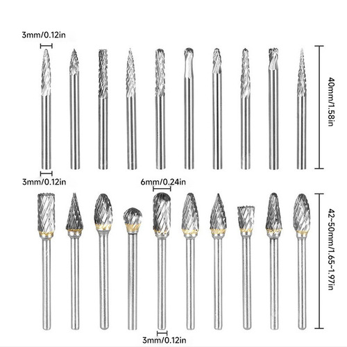 20-piece set of tungsten steel grinding head 3*6 set of carbide rotary file jade polishing engraving roller grinder 3*3mm
