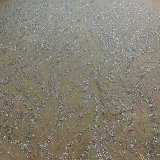 Factory mesh polyester beaded embroidery fabric wedding dress dress Hanfu cheongsam sequined fabric