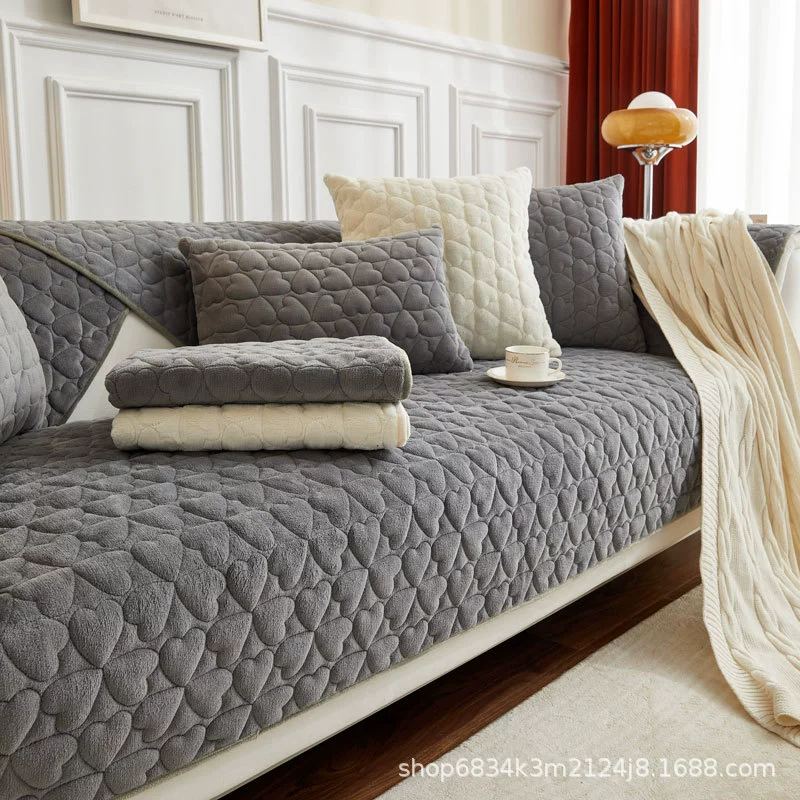 Молочная Бархатная подушка для дивана, зимняя Нескользящая подушка, утолщенный простой современный чехол для дивана, плюшевый чехол, тканевое полотенце, зима