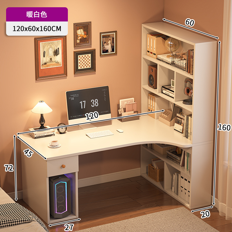 Mesa de escritorio, estante de escritorio, mesa de esquina, estudio, mesa de estudio doméstica, mesa de computadora moderna y simple, mesa de oficina y silla.