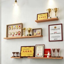 荣誉墙展示架公司企业奖牌证书置物架实木板展示墙奖杯架一字隔板