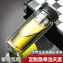 双层玻璃杯创意鹅蛋杯印制logo玻璃杯加厚透明茶杯水杯印字批发