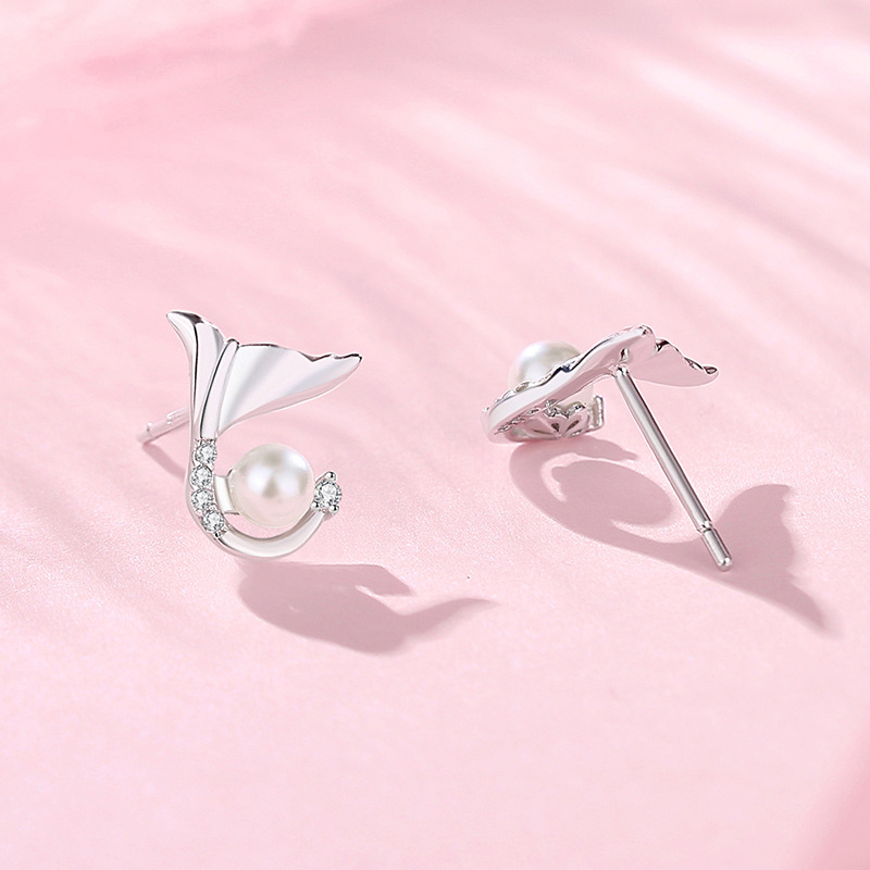 Genuine small design geometric brand earrings pearl