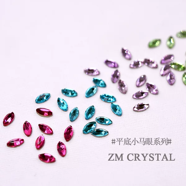 Wholesale new 2*4 pony eye color nail art shaped drill flat bottom shaped drill gold bottom drill nail art drill rhinestone