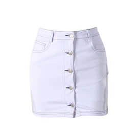 8648夏季白色韩式高腰无袖吊带背心纯色街头潮人短款牛仔短裙