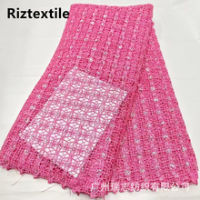 African lace fabric非洲水溶刺绣加珠管蕾丝派对礼服时装绣花布