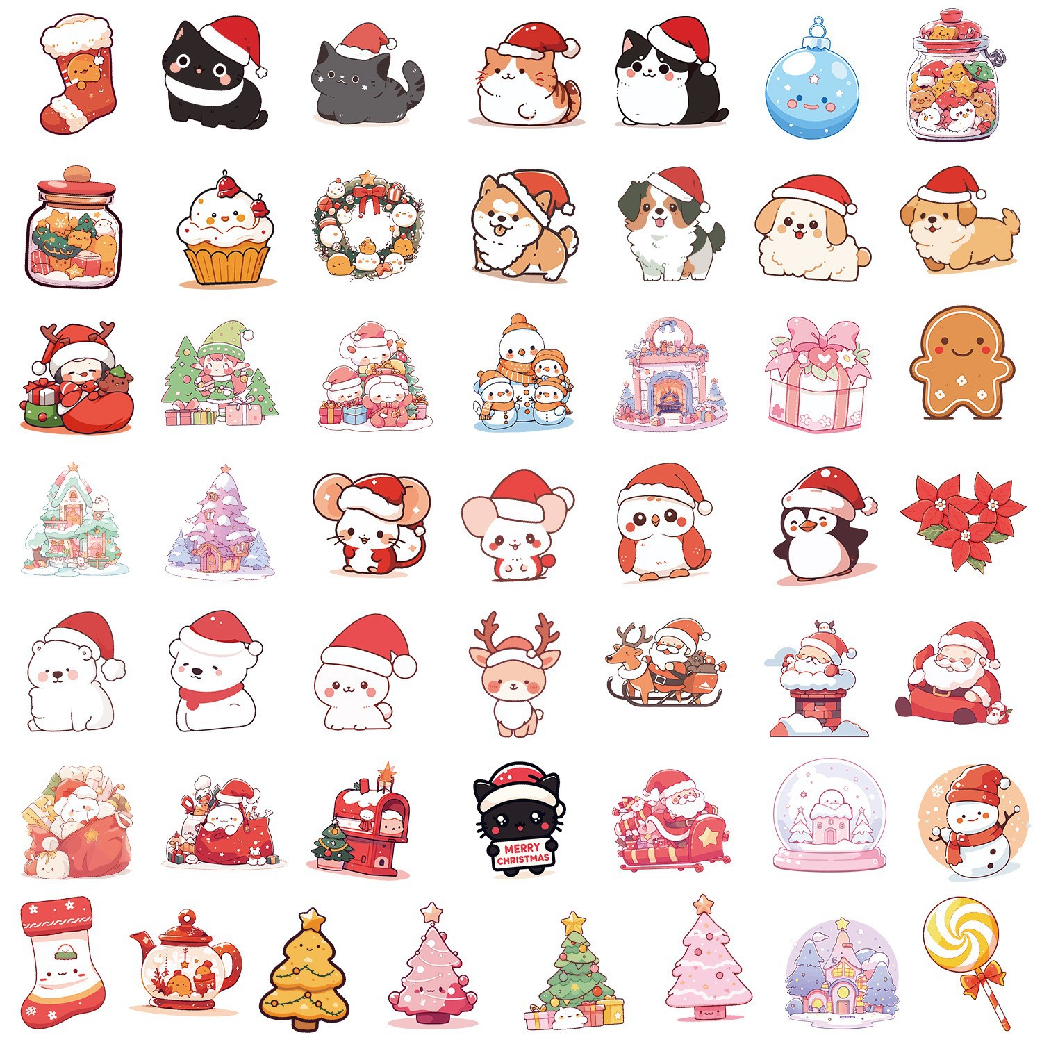 50 nueva Navidad graffiti pegatinas coche teléfono móvil hervidor pegatinas decorativas impermeable diario pegatinas al por mayor