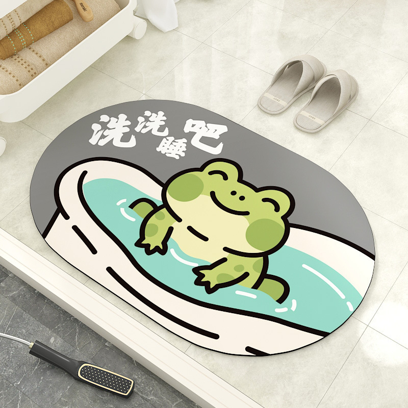浴室の床マット珪藻泥ソフト吸収性漫画マットトイレ浴室滑り止めマットホームエントリードアマット|undefined