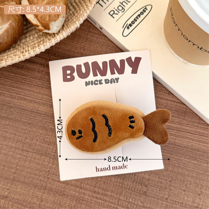 可爱奶咖色小猫小鱼公仔发夹创意烤饼干动物刘海夹少女心百搭边夹|undefined