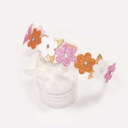 Sequin color-blocked flower headband, fabric ice cream children's headband, glitter Greet star cherry headband