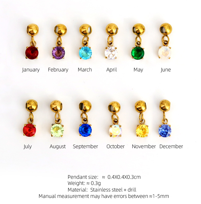 4*4*3mm Jewelry Making Size 1 Piece 4*4*3mm 304 Stainless Steel Artificial Diamond Real Gold Plated Constellation Pendant Chain DIY Jewelry Accessories